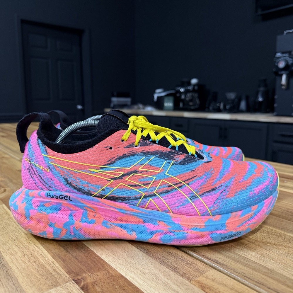 Size 12 - Men's ASICS Gel Nimbus 25 Aquarium Vibrant Yellow EUC
